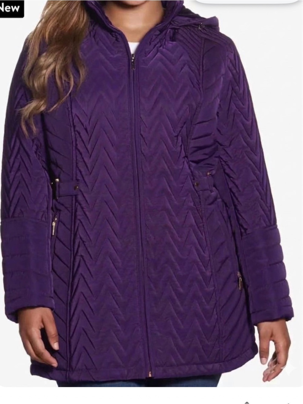 Gallery Women 3XLplus Deep purple
Quilted Hooded Full Zip jacket
pockets NWT